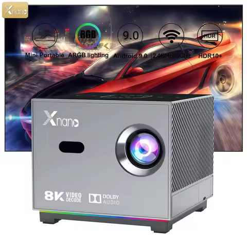 Xnano X3 Portable LED Projector 190Ansi Android 9.0 Dual WiFi BT5.0 HDR10+ Dolby Audio 8K Decoding E