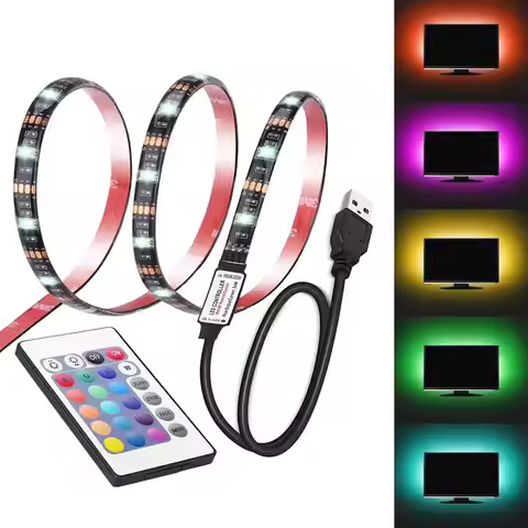 Led USB Strip Light 5M Color Changing 5050 RGB LED Flexible Lights with 24 Keys for Children Gaming 