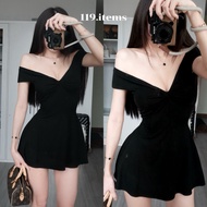Twisted neck dress with flared form in 2 basic styles 119.items