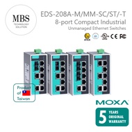 MOXA Original Brand New EDS-208A-M/MM-SC/ST/-T – 8-Port Industrial Switch, SC/ST MM(FX), (~5km), ATE