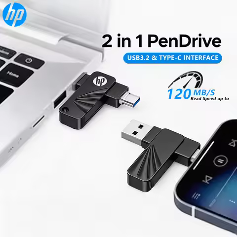 HP 762C 120MB/s MINI Metal Flash Drive Pendrive USB3.2 256G 128G 64G 2 in 1 Type-C+USB-A High Speed 