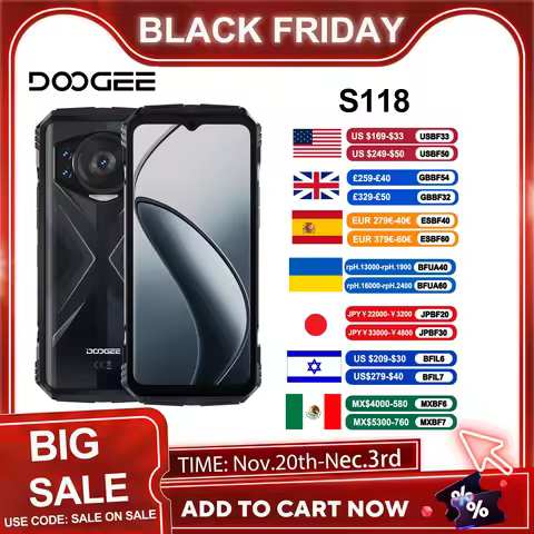 DOOGEE S118 Smartphone 32GB(12+20) 512GB Rugged Cellphone G100 6nm 10800mAh 33W Type-C fast charge M