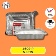 4602-P ALUMINIUM FOIL TRAY WITH LID / BAKE CONTAINER - 5 PCS PER PACK