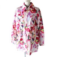 【持續更新】成色極佳 ◎ 正品 義大利製 CHANEL 21P P70193 女士 100% 真絲拉鍊外套/連帽衫，Coco 印花，多色，尺寸 34