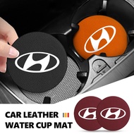 For Hyundai 2Pcs Car Cup Holder Mat i10 i20 i30 i40 ix20 ix35 ix55 Nexo‌ IONIQ Starex Solaris