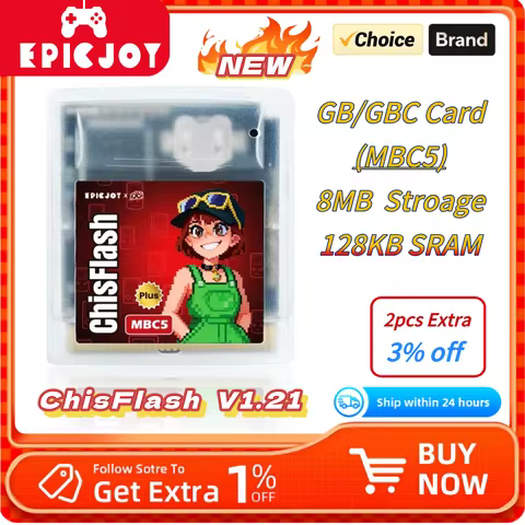 ChisFlash V1.21 Rewritable GB/GBC MBC5 Plus 8MB Storage 128KB SRAM Compatible with GB/GBC Series