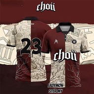 Jersey Choii Baju Retro Collar Jersi Lelaki Berkolar Baju Perempuan Kanak Kanak Short Sleeve Jersey Custom Name and Number T-Shirt Sublimation Baju Viral Jersi Murah Streetwear