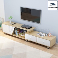 TV Console Cabinet Extendable Type Entertainment Unit With 3 Storage Compartments