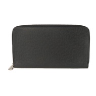 二手LOUIS VUITTONZippy Organizer NM（新款）LV 標誌黑色圓形拉鍊隔層錢包卡包零錢包 RFID IC 晶片 Taiga Noir 長錢包 M30056
