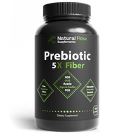 Prebiotic Fiber Supplement 5-in-1 Capsules - Natural Flow 5X Fiber XOS, GOS, FOS, Acacia and Agave I