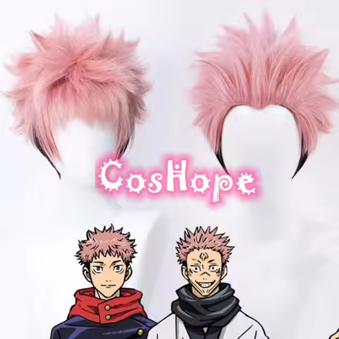 Itadori Yuji Cosplay Wig 28cm Ryomen Sukuna Wig Pink Black Wig Cosplay Anime Wigs Heat Resistant Syn