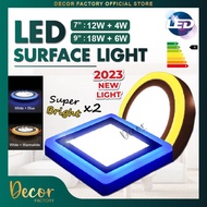 3 Modes LED Downlight 7" 12W+4W 9" 18W+6W LED Surface Downlight Round Square Downlight 2 Tone (White+Warm / White+Blue)
