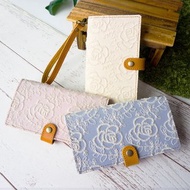 相容於所有型號 智慧型手機殼 筆記型 【玫瑰刺繡】 暗色 真皮 純國產 AL12K