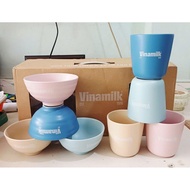 Set of 4 cups and 4 Donghwa glazed ceramic cups (Vinamilk gift)