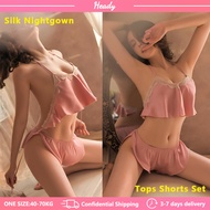 Nighties Women Sleep Wear Sex Lingeries For Hot Sexy Pajama Women Pajamas Simulation Silk Nightgown Plus Size Home Sling Nightwear Sleepwear Pajamas Strap Shorts set