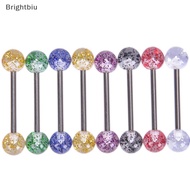 [Brightbiu] 8PCS/Set Colorful Glitters Tongue Rings Barbell Ball Body Piercing Jewelry Boutique