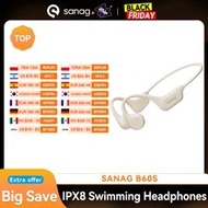 Sanag B60S True Bone Conduction Earphones Wireless luetooth 5.3 IPX8 Swimming Riding Headphones Flas