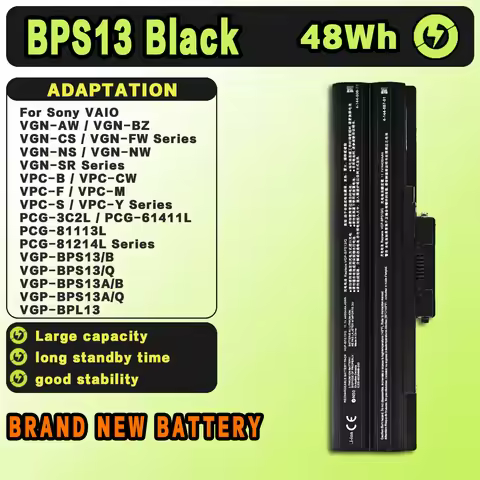 SAT BPS13 Black New Laptop Battery Replacement For SONY VAIO VGN-AW/BZ/CS/FW PCG-3C2L VGP-BPS13 BPS1