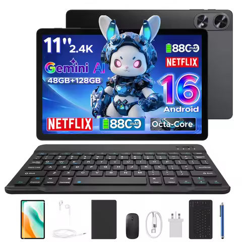 POCKAM P11 Pro Android 16 Tablet 11 Inch Tablet 2.4K 90Hz Display 48GB RAM 128GB ROM 8800mAh Battery
