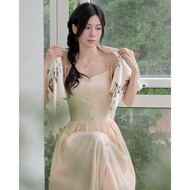 Beige Orchid Dress - CALL ME ARI - Beige Orchid Dress Dress Woman Korean Style Floral Dress Long Dre
