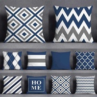 45x45CM Cushion Cover Geometric Pattern Polyester Blue Grey Pillowcase Upholstery Sofa Cushion Throw