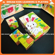 6-sided 9-piece wooden puzzle toy - multi-dimensional 3D cube puzzle for children