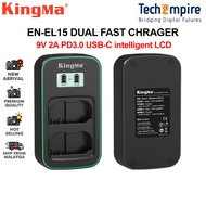Kingma LCD display 9V 2A PD3.0 USB-C dual fast charger FOR Sony NP-FZ100 Nikon EN-EL15 NP-W235 NP-F5