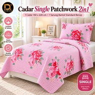 Cadar Patchwork Bunga dan Abstrak Modern  Set 2IN1 Single Size Alas Tilam Hamparan Patchwork