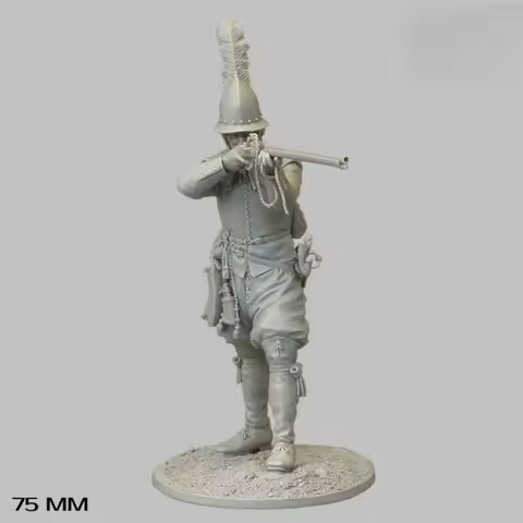 75MM resin unpainted model kit, military theme, 17th century European Marksman unassembled and unpai