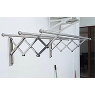 Stainless Steel 3 Bar 1.5M Retractable Cloth Hanger Stainless Steel Ampaian Baju Wall Mounted Clothe