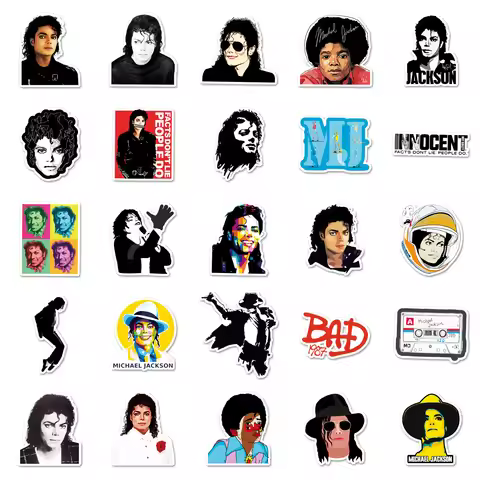 50pcs Michael Jackson Stickers Party Sticker Cartoon Skateboard Fridge Graffiti Suitcase Phone Noteb