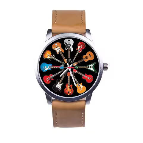 Guitar Bass Design Gift Black Rose Gold Silver Men's Quartz Wrist Watch Curren Watches Clock Wristwa