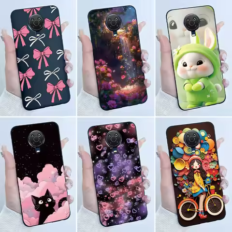 For Nokia G10 G20 Case Cute Love Rabbit Cartoon Soft Silicone Black Cover For Nokia 6.3 G 10 G 20 No