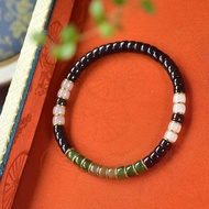 和田玉墨玉手鏈 寓意吉祥如意 雕工精緻 上身簡單大方