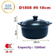 KANGSHU Black Ceramic Clay Pot 18cm D1808*#9 (1200ml) /D2210*#1 22cm (2400ml) / D2109*#2(1800ML)