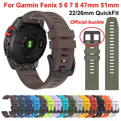 QuickFit 26mm 22mm Watch Strap For Garmin Fenix 7X 7 Pro Solar 6X 6 Pro 5X 5 Silicone Watchband Feni