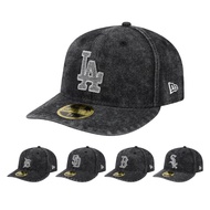 NEW ERA 59FIFTY PC Soft Cloth LOW PROFILE MLB Multi-Team Washed Black Slightly Curved Eaves Full Cov
