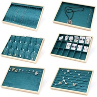 [Jewelry Display Tray] Solid Wood Dark Green Jewelry Tray Pine Tray Tray Ring Necklace Bracelet Earr