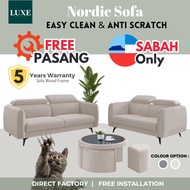 Sabah Nordic Sofa Set Sofa Modern Easy Clean Sofa Kain Senang Cuci 3 Seater Sofa 2 Seater Sofa