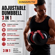 Kingsmith Adjustable Dumbbell 3 in 1 Dumbell Barbell Kettlebell (18KG / 24KG)