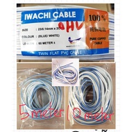 [100% FULL COPPER] TWIN FLAT CABLE 23/0.14 X 2C MULTIFUNCTION 2 CORE SPEAKER WIRE CABLE (BLUE/WHITE ) 5meter or 10meter