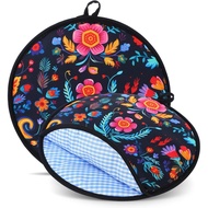 Honeydak 2 Pcs 12 Inch Tortilla Warmer Pouch Microwavable Fabric Insulated Cloth Pouch Tortilla Hold
