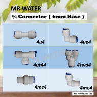Water Filter Fitting Connector For RO tube 6mm
