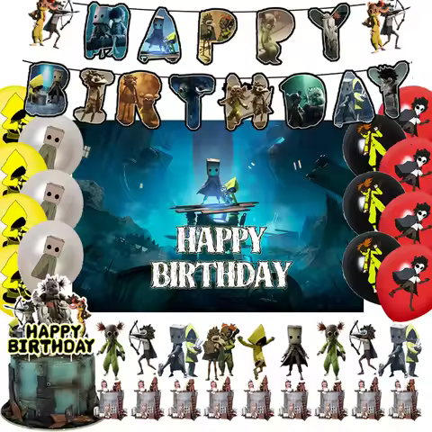 Game L-Little Nightmaresd 3 Birthday Party Decorations Balloons Banner Cake Topper Anime Backdrop Ha