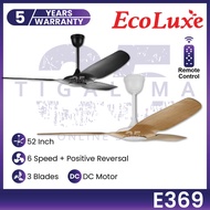 ECOLUXE E369 FAN ECO-369 52 Inch 3 Blades 6 Speed+Positive Reversal Remote Control DC Motor Ceiling 