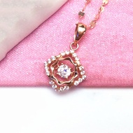 Russia WOMEN'S Zijin Inlaid White Diamond Pendant Simple Plating 18k Rose Gold Western Style Winnings Smart Necklace