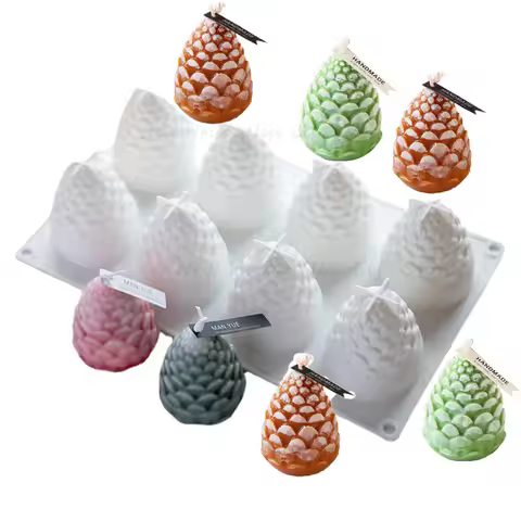 3D Pine Cone Candle Silicone Mold DIY Multicavity Pine Nut Resin Soap Making Set Chocolate Cake Ice 