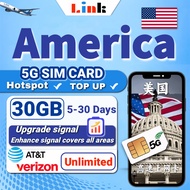 【USA】America USA Travel Data Sim Card【5GB- 30GB】Data Roaming Travel Sim Card