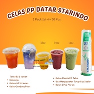 CERIA – PP Plastic Cup Starindo Flat CupBENING Thickness Weight 7 Grams Size 12oz 14oz 16oz Contents