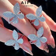 AIFEI JEWELRY Cincin Accessories Diamond Perak Silver Luxury 純銀戒指 Adjustable Sterling Perempuan 925 Moissanite Korean Original Ring Butterfly For Women R2397